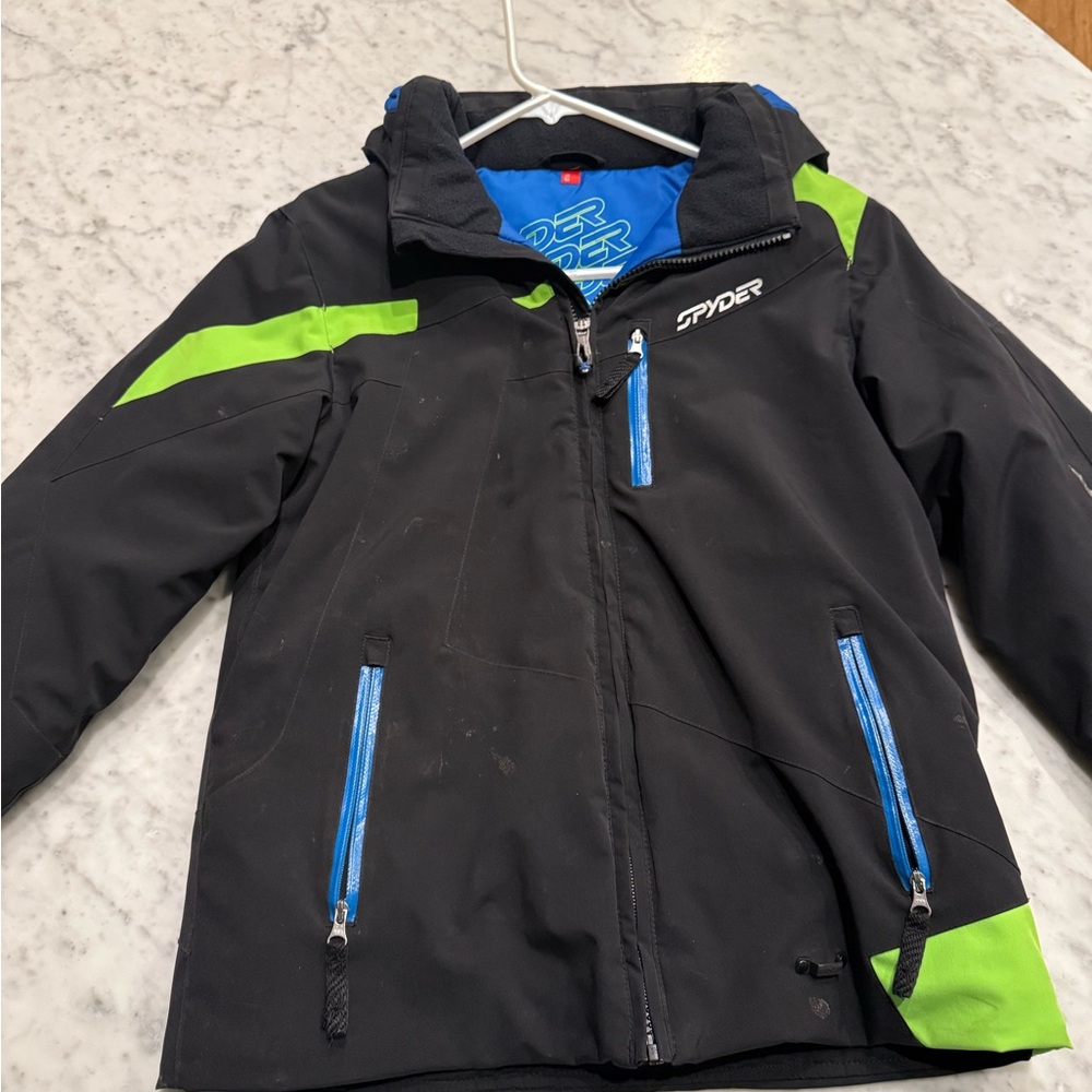 Spyder Kids Black Jacket with Green and Blue Accents